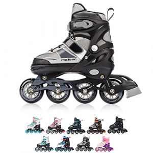 meteor® Patins à roulettes pour enfants, jeunes et adultes - Idéal pour les garçons et les filles - Taille ajustable (ROX gris, S) (meteorsport, neuf)