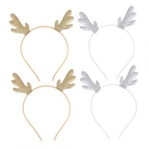 Healvian 4 Pièces -tête en bois de Noël couvre-chef en bois de renne cerceau de cheveux de bois de noël genre hair band mignonette déguisement enfant cerceau de cheveux en bois de cerf (Le Sengyu, neuf)