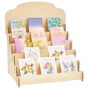 GBKDQQ Pr&eacute;sentoir &agrave; cartes en bois avec support &agrave; 4 niveaux, support pour cartes postales et v&oelig;ux, porte-visites, exposition (RAMONISA SHOP, neuf)
