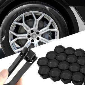 20 Pièces Cache Ecrou 19mm, Cache écrou de Roue, Capuchons D'écrou de Roue Universel, avec 1 Outil Demontage, Cache Boulon, pour la Plupart Des Voitures, Noir (DINODANUBE TRADING, neuf)