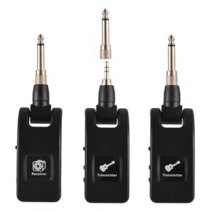 Bewinner Système de Guitare sans Fil Portable, 10 Heures de Temps de Travail, émetteur-récepteur de Guitare pour Violons Basses électriques/acoustiques, Matériau ABS Noir (1 récepteur avec 2 (Bewinner151, neuf)
