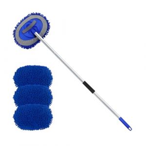 JNNJ T&eacute;lescopique Camping-Car-Voiture, Chenille Balai-Brosse Voitures, Brosse Lavage Voiture-Telescopique Chenille, Balai Nettoyage Camion Microfibre, Lavage avec Manche-Voiture Chenilles(Bleu) (KJHmaoyi, neuf)
