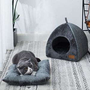 Campsie Nid De Chat Triangulaire | Tente Nid Chat Pliable | Niche D'ext&eacute;rieur pour Chat Imperm&eacute;able | avec Coussin Amovible | Abri d'hiver Chaud pour Chats | pour Petit Chien Et Chat (xinjianfe, neuf)