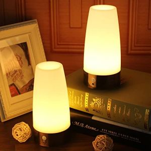 Lot de 2 veilleuses rondes r&eacute;tro LED pour la maison, petite lampe avec d&eacute;tecteur de mouvement PIR LED sans fil pour int&eacute;rieur/ext&eacute;rieur, lampe &agrave; piles pour chambre, couloir, cuisine (YUXI Tech, neuf)