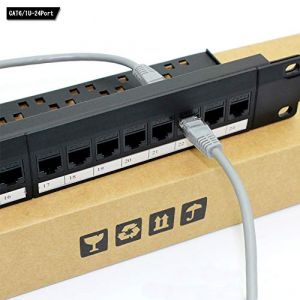 Panneau De Brassage R&eacute;Seau, 24 Ports 1U Montable en Rack Cat6 Patch Panel, Rj45 Pro 110 Patch Panel R&eacute;Seau Facile &agrave; Installer, Distinction des C&acirc;Bles, Aucune Rouille Et Durable (Rj45 Droit) (overpassing, neuf)