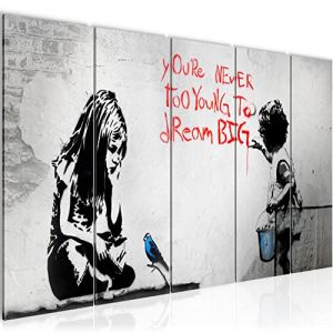 Runa Art Tableau mural XXL Enfants Noir et blanc 5 Parties Street Art - 040655a (Runa Art GmbH, neuf)