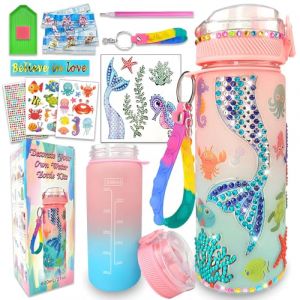 Probuk Gourde Enfant 600ml,Gourde PersonnaliséE,LéGèRe Sport Diy Bouteille D'Eau Pour Enfants Et Avec Autocollants SirèNe Paillettes,éTanche & RéUtilisable,Pour Voyage En Plein Air Sports éCole (Zxljnbo, neuf)