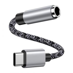 Adaptateur USB C Jack 3.5mm, Type C vers AUX Adaptateur Ecouteur Audio Prise Jack USB C Casque pour Samsung Galaxy S25 Ultra S24 S23 FE S22 S21 A56 A55 5G A54 A53 A36 A35 A34 A17 A16 iPhone 17 16 15 (FoBrown, neuf)