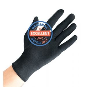 Gants coton gris respirant pour peau sèche et sensible, Gants coton dermatologique avec routures renforcées,confortable pour jour et nuit - soins des mains, handcare, paquet de 2 (Well B4 GmbH, neuf)