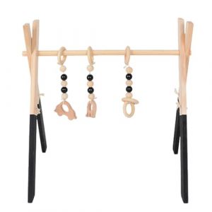 Qkbuza Portique Deveil, Gymnase Pour B&eacute;b&eacute;, Portique D'Eveil B&eacute;b&eacute; Bois, Jouet De Jeu Pliable Avec Cadre En Bois Pour Nouveau-n&eacute;s, Gymnase D&rsquo;activit&eacute;s Pour Tout-petits, Accessoires D'exercice (jiansiqi, neuf)