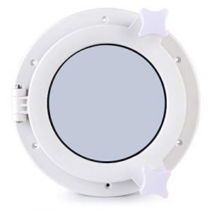 Zohisin Hublot rond de 215 mm, &eacute;clairage de ventilation pour yacht, camping-car, porte de fen&ecirc;tre fabriqu&eacute; en mat&eacute;riau ABS avec verre tremp&eacute; de 4 mm et accessoire en acier inoxydable 316 adapt&eacute; pour (NICOLER, neuf)