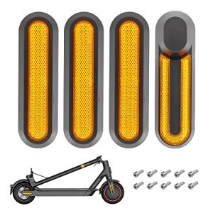 4 Pièces Caches Plastique Roue avec Bande Réfléchissante pour Xiaomi M365/Pro/Pro2/Essential 1S Housse de Roue Latérale et Stickers de Pièces de Rechange pour Trottinette (jaune) (SNOUHAE, neuf)