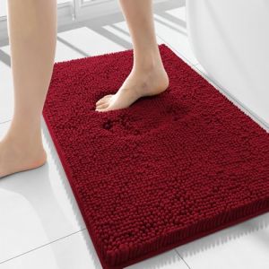 Homaxy Tapis de Bain Antiderapant,Tapis Salle de Bain en Microfibre Chenille Douce,Tapis de Bain Absorbant,Lavable en Machine - - 50 x 80 cm - Rouge Bordeaux (Homaxy EU, neuf)