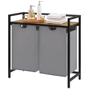 Lifewit Panier a Linge, Meuble Linge Sale avec &Eacute;tag&egrave;re en M&eacute;tal, Corbeille a Linge, Bac &agrave; Linge pour Buanderie, Chambres, Salles de Bains, Dortoirs, 95 L, Gris (Lifewit Home FR, neuf)