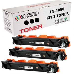 universo cartuccia&reg; TN1050 TN-1050 XXL Kit 3 Toner compatible avec Brother DCP-1612W 1510 1512 1610W pour MFC-1910W 1810 pour HL-1210W 1212W 1110 1112 (3 TN1050) (universo cartuccia&reg;, neuf)