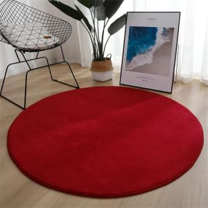 Hearda 60/80/100/120 cm Tapis Rond, Couleur Unie Peluche Courte Tapis Chambre, Antidérapant Doux Tapis Chambre, Lavable Tapis de Salon,Tapis Convient pour Bureau L'intérieur (60cm,Rouge) (Hearda, neuf)