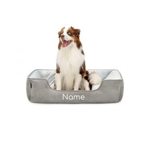 lionto Lit pour Chien 2-en-1 avec entrée Confortable, Couchage Douillet réversible pour Chiens et Chats, 110x80 cm, Coussin pour Chien en suédine Facile d'entretien, Gris (avec nom imprimé) (dibea, neuf)