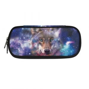 Renewold Trousse à crayons, marqueurs, fournitures de bureau, pochette pour bureau, école, voyage, femmes, hommes, garçons et filles, Loup galaxie élégant, Taille unique, Cartable (RenewoldEUR, neuf)