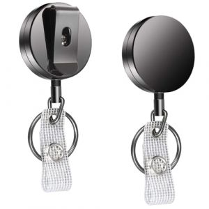 Porte Clef Retractable, 2 Pièces Enrouleur Badge Retractable, Porte-Clés Rétractables avec 60cm Câble Extensible en Acier, Porte Clef Extensible, Porte Badge Enrouleur pour Cartes D'identité, Clés (dejianzhuangshi, neuf)