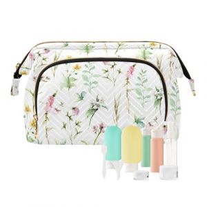 Trousse de maquillage pour femme avec courtepointe ondul&eacute;e, pochette de rangement pour sac &agrave; main, trousse de maquillage avec fermeture &eacute;clair, 25,9 x 15 x 17 cm, sans couture, rose, vert, jaune (Daily Deals Fashion Clothes (7-14 Day Delivery), neuf)