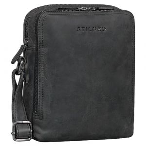 STILORD 'Tobias' Petite Sacoche Homme Bandouli&egrave;re &Eacute;l&eacute;gant Pochette &agrave; Bandouli&egrave;re Sac T&eacute;l&eacute;phone Portable Vintage Sac Port&eacute; &agrave; l'&Eacute;paule en Cuir V&eacute;ritable, Couleur:carbon - gris (STILORD Cuir, neuf)