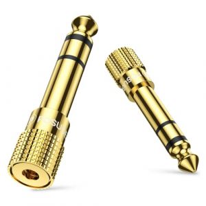 POSUGEAR Adaptateur Jack 6.35mm Mâle vers 3.5mm Femelle (2 Pack), Adaptateur Jack 6.35 3.5, Adaptateur Prise Jack Stéréo Plaqué Or pour Casque, Piano, Amplificateur, Tablette ect (EU-BRT, neuf)