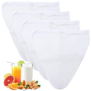 SPOKKI 4 Pi&egrave;ces Sac Filtrant, Etamine Alimentaire, 30 x 30cm Passoire Tissu Blanc, Nylon, Sac Filtrant pour Jus de L&eacute;gumes et Fruits, Caf&eacute;, Lait Avoine, Lait Vegetal (PJ HOUSE UK, neuf)