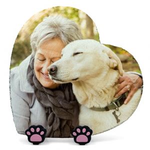 AIGAT Plaque Commémorative Personnalisée en Forme De Coeur 25 X 25 cm avec Support De Patte pour Chat, Chien, Pierre Tombale en Ardoise - Image Complète Côté (AIGAT, neuf)