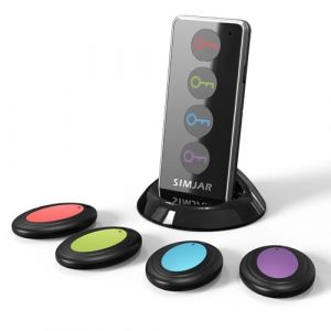 Chercheur de cl&eacute; avec 4 Longues cha&icirc;nes suppl&eacute;mentaires Simjar T&eacute;l&eacute;commande sans Fil RF Key Finder pour Portefeuille T&eacute;l&eacute;phone Portable Lunettes Bagages Pet Tracker (EarGeekuk, neuf)