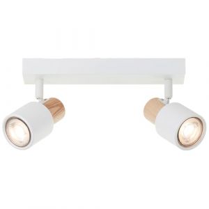 Lightbox Barre de spots avec têtes pivotantes & base en frêne blanc américain | 60 x 33 x 145 cm | Plafonnier comme lampe de couloir | GU10 | en métal/bois | en blanc/marron clair (Lightbox-Shop, neuf)