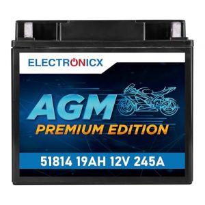 Electronicx AGM Batterie de moto 12 V 19 Ah 245 A – Sans entretien – Haute puissance de démarrage et résistance aux chocs – Remplace 51814, 51913, YT19BL, YT19BL-BS – Compatible avec BMW série R, (Electronicx, neuf)
