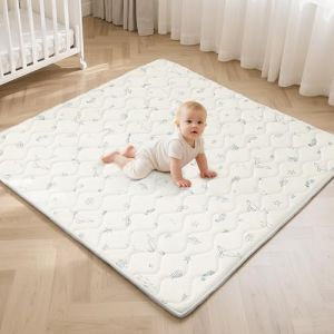 Fortella Tapis Bebe Pliable, Tapis de Jeux B&eacute;b&eacute; Eveil 120x120cm Antid&eacute;rapant, Matelas &Eacute;pais en Mousse Lavable, Id&eacute;al Tapis Motricit&eacute; B&eacute;b&eacute; Sol pour Parc, 0-6-12-24 Mois, Nature et Animaux(Oc&eacute;an Ivoire) (Fortella, neuf)