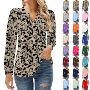 Tunique Femme Chic et Elegant Blouse Manches 3/4 Chemisier Femme Manche Longue Col Chemise Chemises Et T-Shirts De Randonn&eacute;e Blanche Infroissable Imprimee Jean Grande Taille Boutonnee Lin (Uwdiohq, neuf)