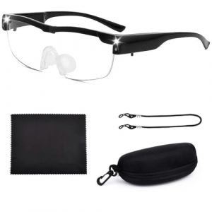 Lunettes loupe 300% avec lumière,Mains Libres Filtre De lumière,Lunette Loupe avec 2 LED,Lunettes Loupe De Lecture avec Lumière,Lunettes Loupe avec Lumière LED (HuaMuDM, neuf)