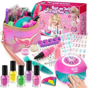 Dkinghome Kit de nail art pour filles jouets cadeaux 6 7 8 9 10 11 12 ans autocollants pour ongles salon de manucure jouets cadeaux filles de 6-12 ans f&ecirc;te (Dkinghome, neuf)