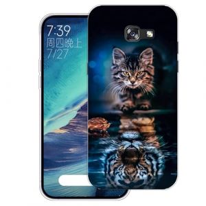WUACYEAMING Coque pour Samsung Galaxy A5 (2017) Pouces,Anti-Jaunissement &Eacute;tui de Protection Antichoc,Motif &Eacute;tui Finition Premium Silicone Housse Cover TPU Transparente-(Chat Tigre) (WUACYEAMING, neuf)