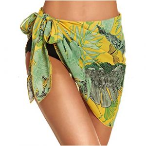 Wrap de Plage de Femmes,Par&eacute;o de Plage Cache-Maillot Robe de Plage Sarong Couverture de Bikini Jupes Wrap pour Maillot de Bain en Mousseline,Jaune (Niooce, neuf)