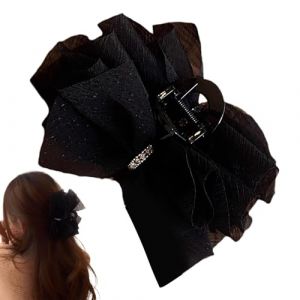 Clips d'arc en mousseline, clips &agrave; griffe d'arc | Coiffure forte adh&eacute;rence noire ou blanc grand non-glisser - Outils de coiffure en mailles pour le style des femmes (dongliz, neuf)