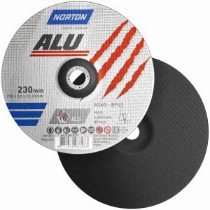 Norton Disque &agrave; tron&ccedil;onner en aluminium A 36 Q ALU | Diam&egrave;tre au choix : 230 x 3 x 22,23 mm - 1 pi&egrave;ce (SCORE Schleifwerkzeuge, neuf)