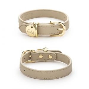 Nina Woof Copenhagen Collier pour Chien en Cuir végan, rembourré, Boucle réglable, Beige, Taille S (Honest Brands Shop, neuf)