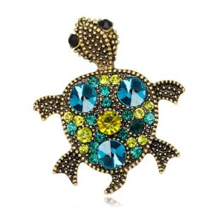 Wendalern Boh&ecirc;me Strass Tortue Broche Broche Cristal Tortue Tortue &Eacute;mail Broche CZ Tortue Animal Safty Pin Mignon Tortue De Mer Corsage Broche V&ecirc;tements D&eacute;cor Badges Bijoux pour Femmes Filles (Wendalern, neuf)