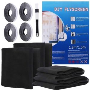 YANGTE Moustiquaire pour Fen&ecirc;tre 4 Pi&egrave;ces - 130 x 150 cm - Noir Filet Anti-Insectes avec Bande Auto-Agrippante - sans Per&ccedil;age Moustiquaire Fen&ecirc;tre Auto-Adh&eacute;sive (YANGTE FR, neuf)