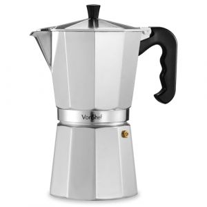 VonShef Cafetière Italienne - Cafetière Moka en Aluminium 12 Tasses - Pour Cuisinière à Gaz et Électrique - 600 ml - Joint et Filtre de Remplacement Inclus (VonHaus EU, neuf)