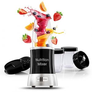 GOURMETmaxx Nutrition Mixer | Smoothie Maker avec set d'accessoires XXL | 11 pièces | Blender avec recettes, To go & couvercles de conservation de la fraîcheur | Pour smoothies, shakes & Co. (DS e-Sales GmbH, neuf)