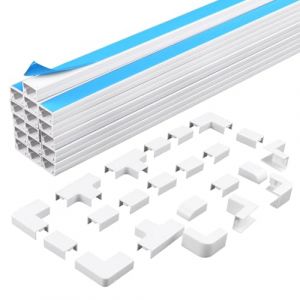 RtottiM Goulotte Passe Cable Autocollante, 16pcs Cache C&acirc;bles TV Mural,Plateau de Rangement de C&acirc;bles de T&eacute;l&eacute;viseur,Cache-c&acirc;bles en PVC,Cache Fil Mural,Dissimuler Les c&acirc;bles d'alimentation-400x15x10mm (HuierYH, neuf)