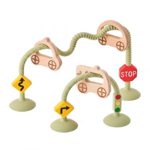 KIAANS Cube d'Activité Sensoriel Bébé à Ventouse - Boulier Enfant en Silicone Sécurisé pour Chaise Haute avec Anneau Bois Montessori (Olive) (KIAANS-FR, neuf)