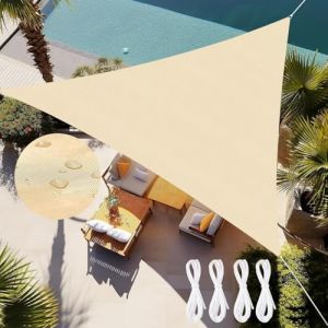 YUVATERA Voile D'ombrage 3x3m,Auvent Triangulaire Imperméable et Résistant au Soleil,pour Balcon,Terrasse,Jardin et Patio,Protection UV,Beige (EL Group, neuf)
