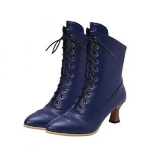 ticticlily Femmes Vintage Bottes Lacets Talon Aiguille Sexy Cuir Chic Et &Eacute;l&eacute;gante Gothique Bottes C Bleu 42 EU (Ticticlily, neuf)