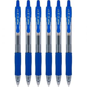 Pilot G2 07 Lot de 6 stylos rollers &agrave; encre gel r&eacute;tractable 0,7 mm Pointe 0,39 mm Largeur de ligne rechargeable BL-G2-7 (Bleu) (allpremio, neuf)