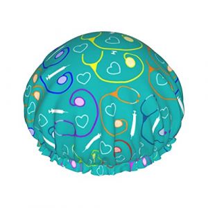 OudrspoThemeBonnet de douche pour femmes Réglable Double ImperméableBathing Shower Hat Protection des cheveux Réutilisable Ladies Spa Salon Shower Hat (changfengZA, neuf)
